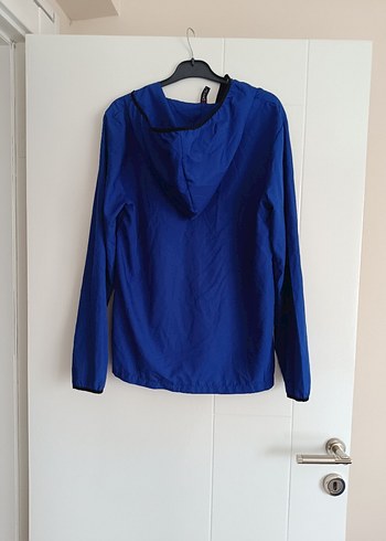 Mavi Kapüşonlu Kadın Spor yağmurluk - Görsel 2