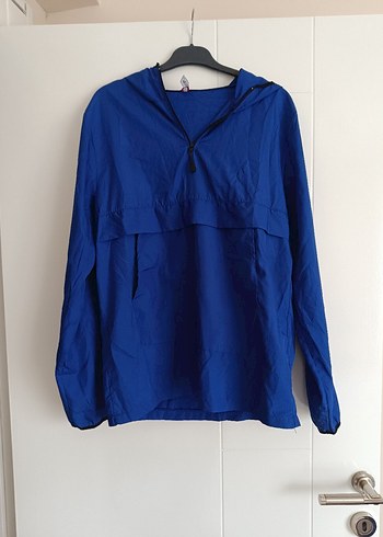 Mavi Kapüşonlu Kadın Spor yağmurluk - Görsel 3