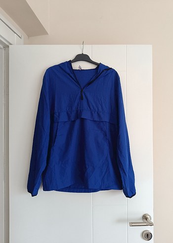 Mavi Kapüşonlu Kadın Spor yağmurluk - Görsel 4