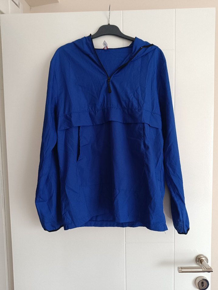 Mavi Kapüşonlu Kadın Spor yağmurluk - Görsel 3