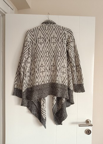 Bohem Gri Örgü Kadın Hırka - Görsel 4