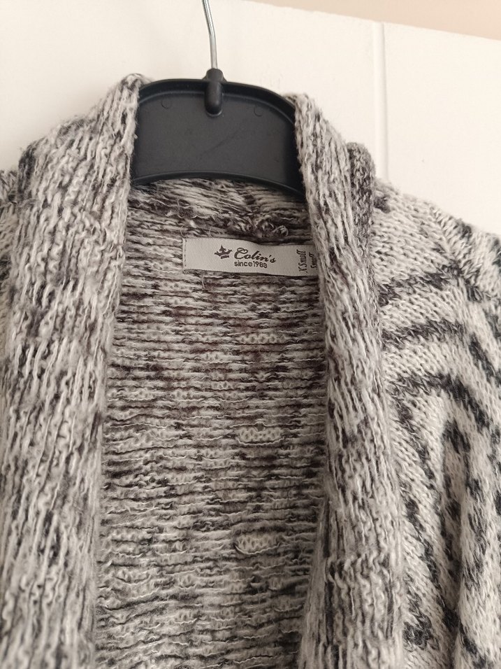 Bohem Gri Örgü Kadın Hırka - Görsel 3