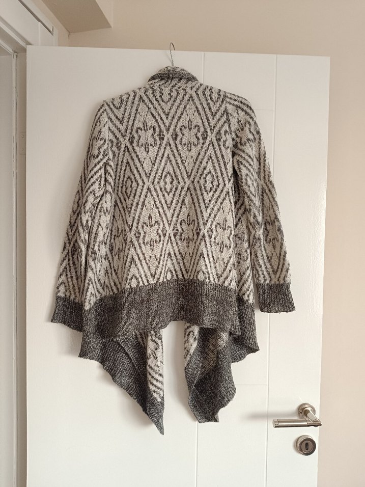 Bohem Gri Örgü Kadın Hırka - Görsel 4
