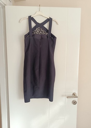 Siyah Dantel Detaylı Midi Strappy Elbise - Görsel 4