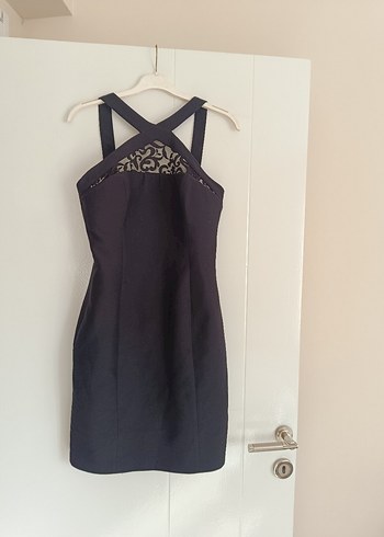 Siyah Dantel Detaylı Midi Strappy Elbise - Görsel 3