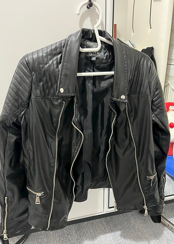 Siyah Deri Biker Ceket - Görsel 2