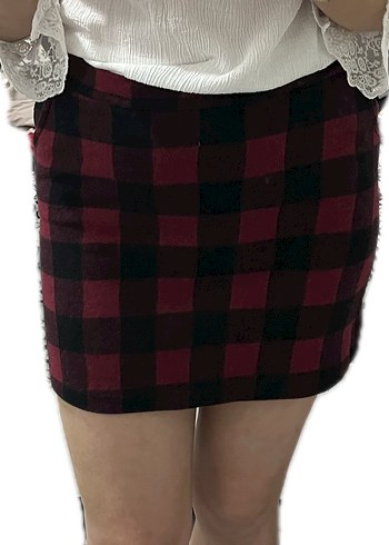 Kaşe mini ekose etek - Görsel 2