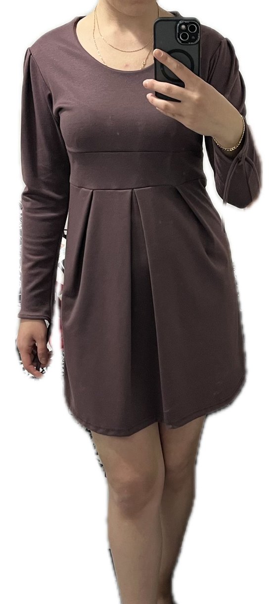 Bordo Hamile Midi Tunik, Uzun Kollu, Pilili - Görsel 2