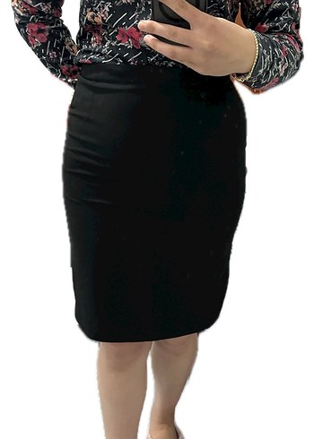 Siyah Midi Kalem Etek, Kemerli, Ofis Şıklığı - Görsel 2