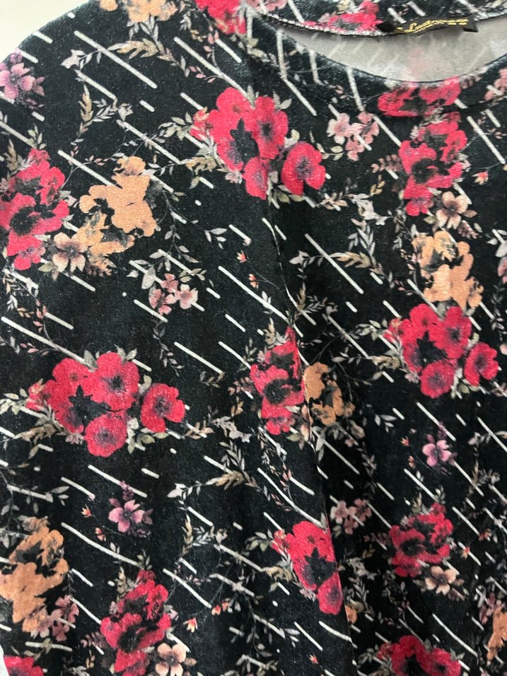 Pembe Çiçek Desenli Uzun Kollu Kadın Bluz - Görsel 2