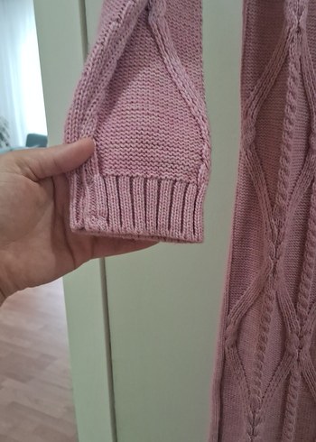 40 Beden Uzun Kollu Pembe Triko Kadın Elbise