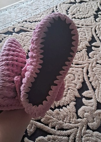 Pembe Örgü Kız Çocuk Sıcak Ev Terliği - Görsel 2