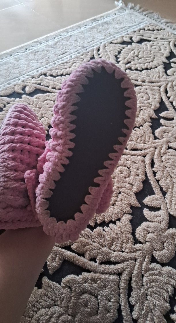 Pembe Örgü Kız Çocuk Sıcak Ev Terliği - Görsel 2