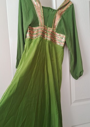 Yeşil Uzun Kollu Drapeli Kadın Elbise - Görsel 2