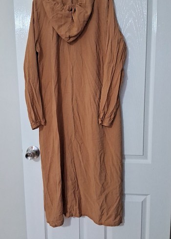 Kadın Bej Uzun Keten Trençkot - Görsel 4