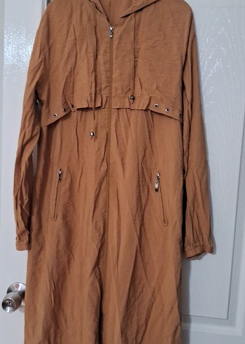 Kadın Bej Uzun Keten Trençkot - Görsel 2