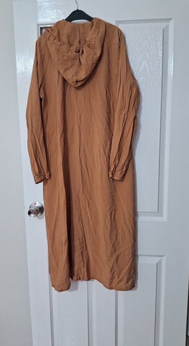 Kadın Bej Uzun Keten Trençkot - Görsel 4