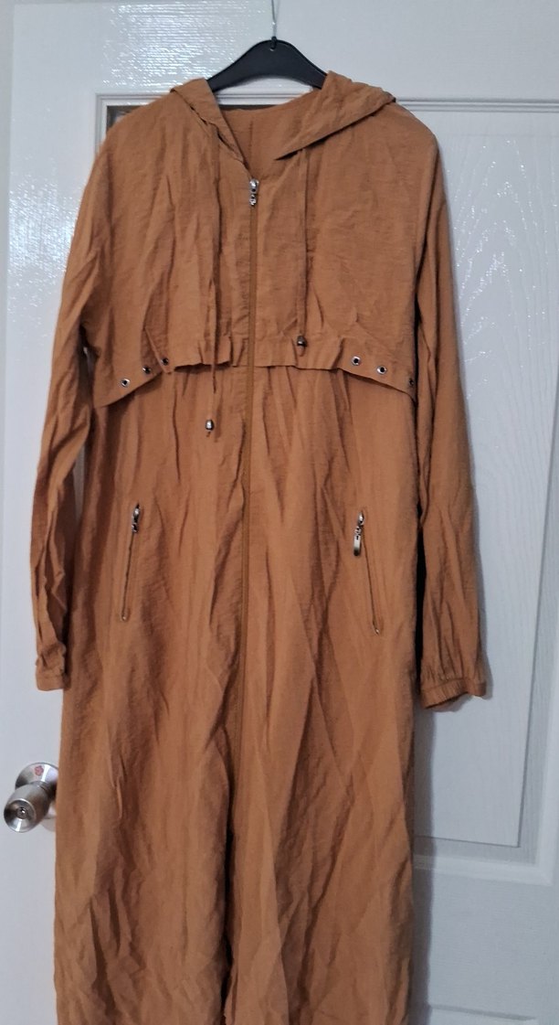 Kadın Bej Uzun Keten Trençkot - Görsel 2