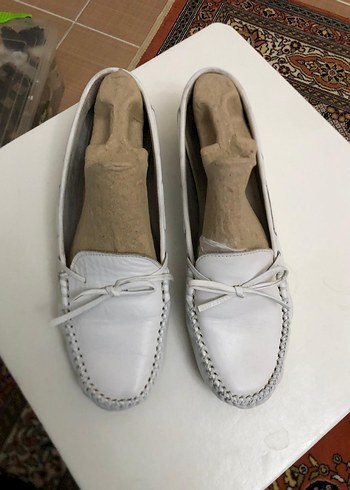 Beyaz Deri Kadın Dolgu Topuklu Babet - Görsel 2