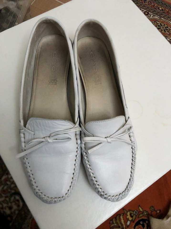 Beyaz Deri Kadın Dolgu Topuklu Babet - Görsel 4