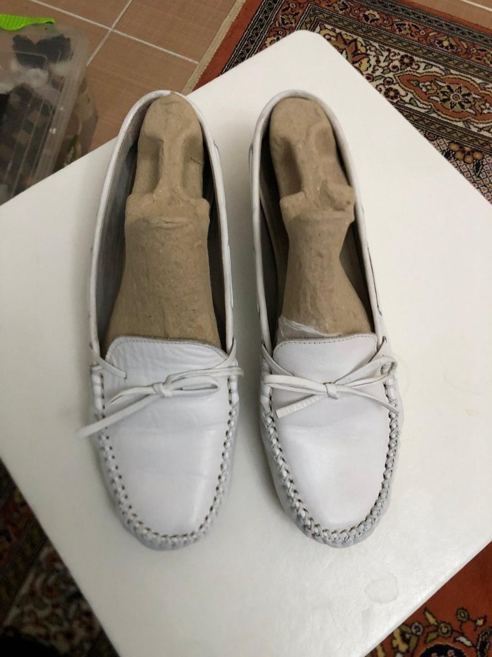 Beyaz Deri Kadın Dolgu Topuklu Babet - Görsel 2