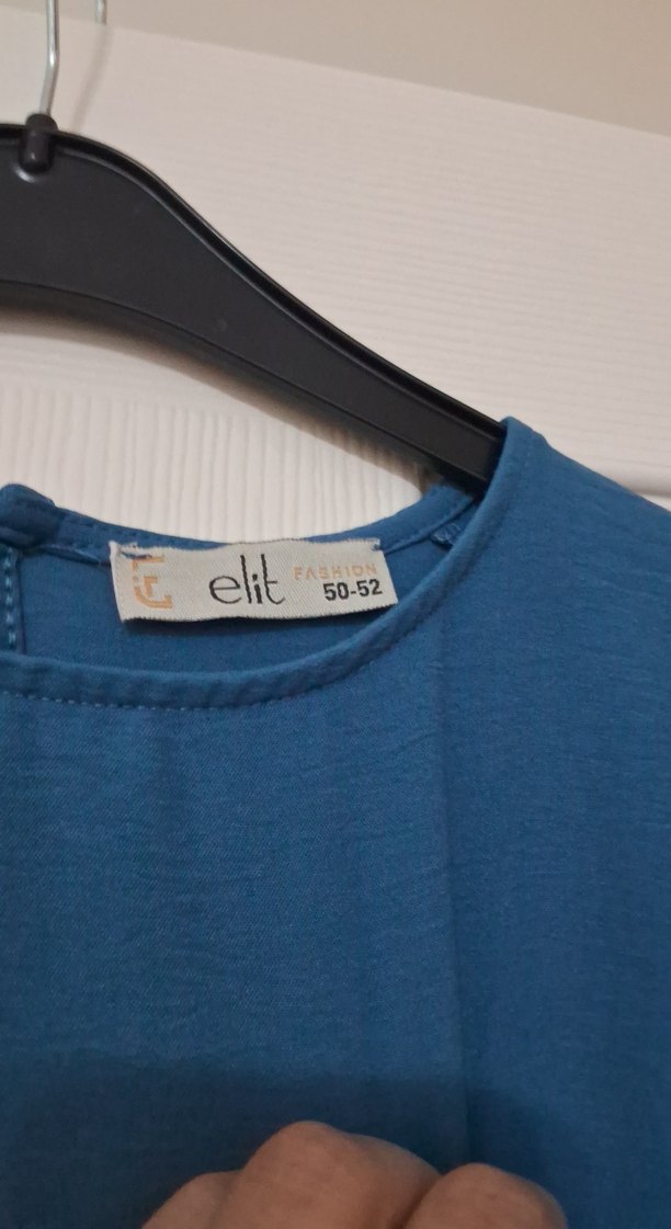 Mavi Midi Boy Fırfırlı Uzun Kollu Tunik - Görsel 2