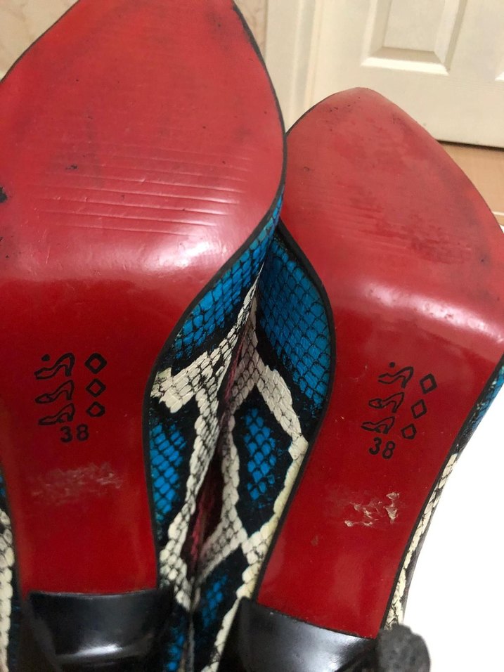 Mor Yılan Desenli Stiletto Topuklu Kadın Ayakkabı - Görsel 4