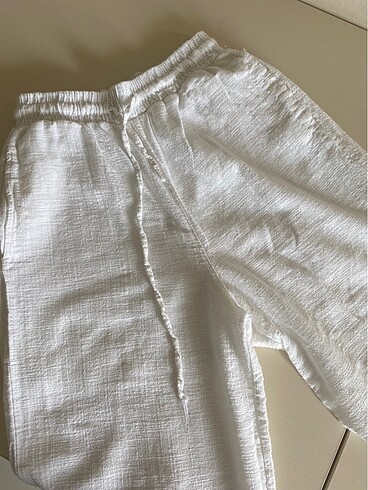 Beyaz keten pantalon