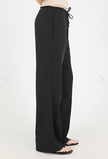 s Beden Keten düşük bel wide leg pantolon
