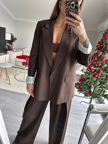 m Beden Acı Kahve Premium Blazer Ceket