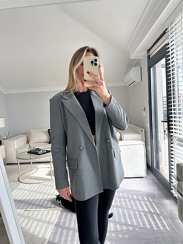 Zara Gri Blazer Ceket