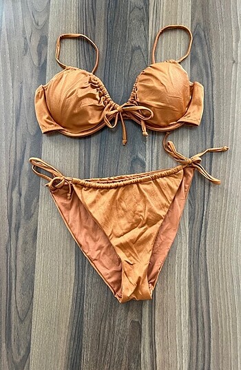 l Beden altın Renk Trendyol Bikini Takımı