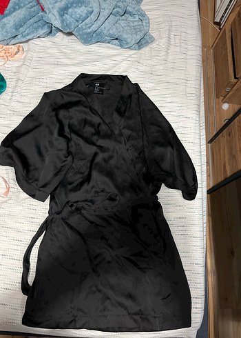 38 Beden Siyah Midi Kadın Kimono