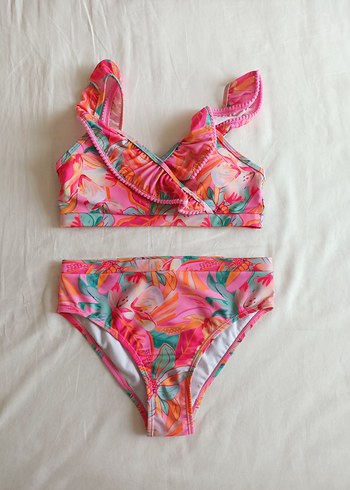 Kızlar için Renkli Çiçek Desenli Bikini
