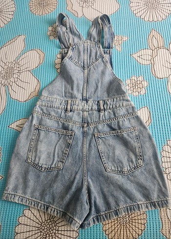 Kızlar İçin Askılı Kot Etek Tulumu - Görsel 4