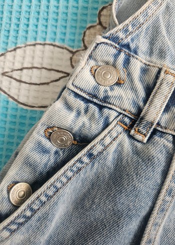 Kızlar İçin Askılı Kot Etek Tulumu - Görsel 6