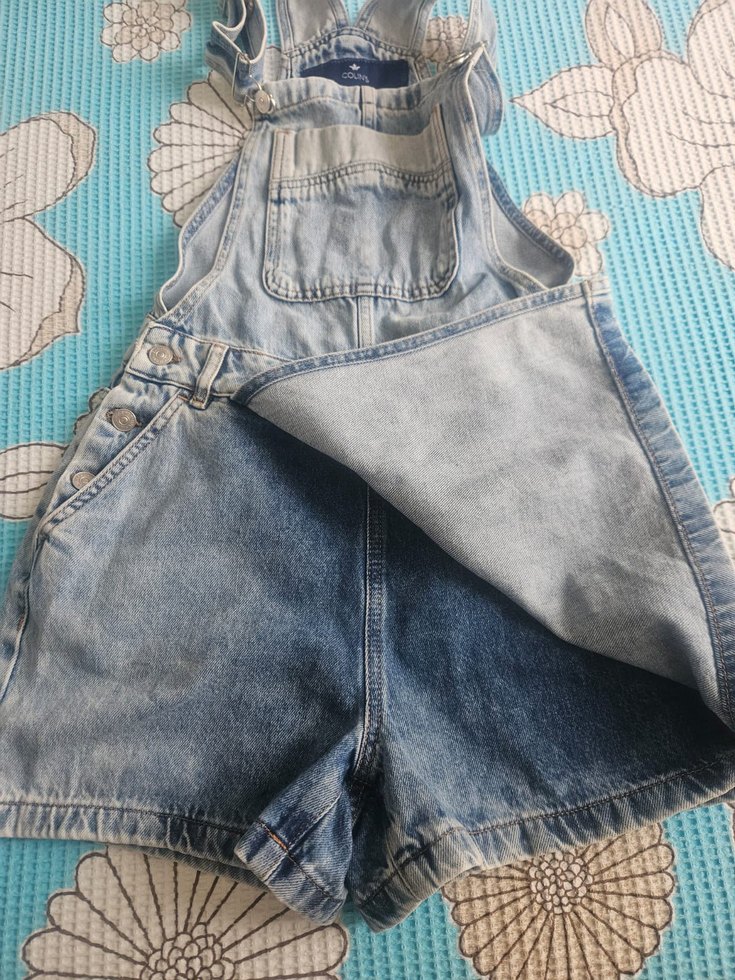 Kızlar İçin Askılı Kot Etek Tulumu - Görsel 3