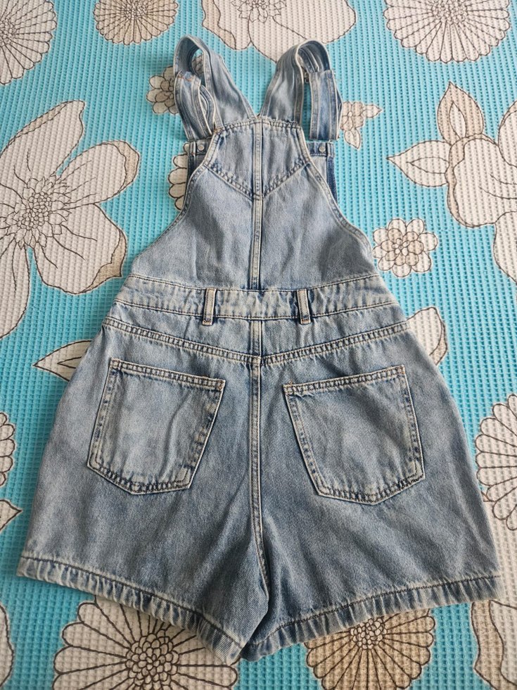 Kızlar İçin Askılı Kot Etek Tulumu - Görsel 4