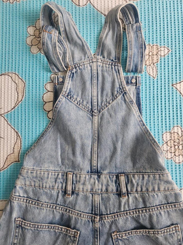 Kızlar İçin Askılı Kot Etek Tulumu - Görsel 5