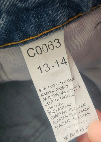13-14 Yaş Beden mavi Renk Düğmeli Mavi Denim Mini Şort