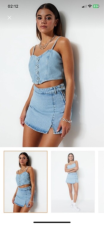 Denim şort etek