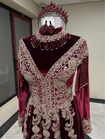 s Beden bordo Renk Muhteşem tesettür kaftan
