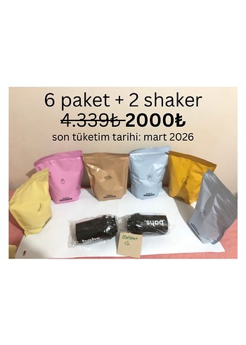 6 Paket Bahs tozu ve 2 Shaker Seti