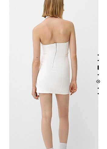 xs Beden beyaz Renk Bershka Elbise