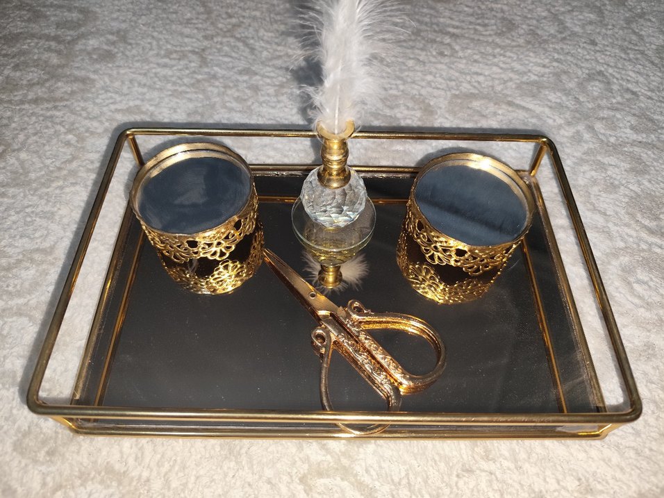 Altın Renkli Söz-Nişan Tepsi Seti - Görsel 2