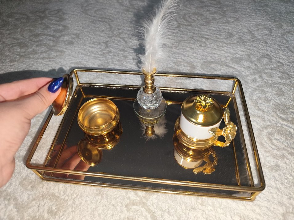 Altın Renkli Söz-Nişan Tepsi Seti - Görsel 3