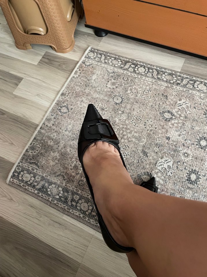 Siyah Tokalı Kadın Stiletto Topuklu Ayakkabı - Görsel 3