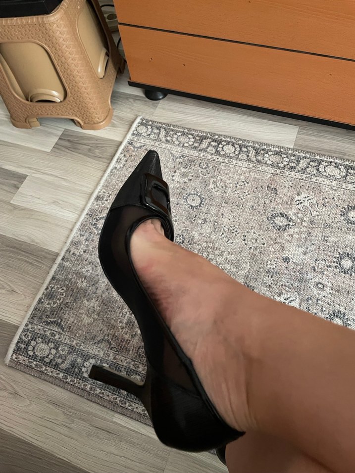 Siyah Tokalı Kadın Stiletto Topuklu Ayakkabı - Görsel 4