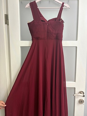 38 Beden bordo Renk Bordo Şifon Abiye
