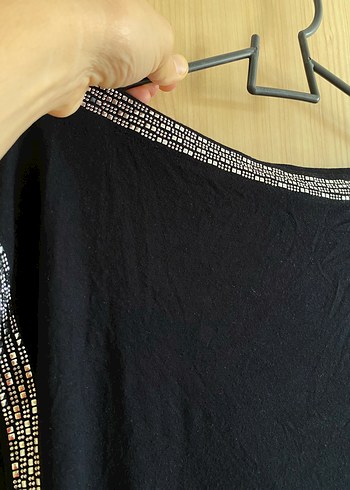 Diğer Siyah Drapeli Kısa Kollu Kadın Tişört